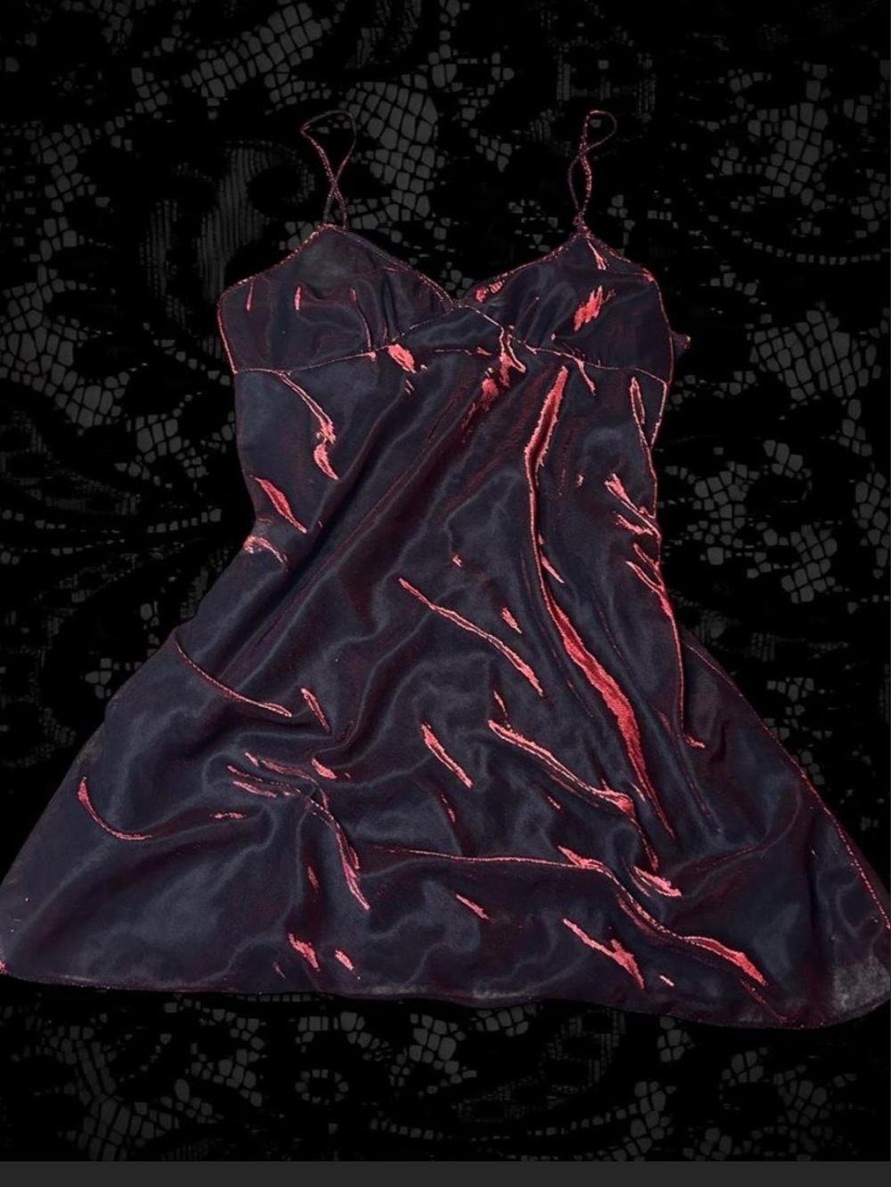 Gilligan & O'Malley Black Slip with Deep Red Iridescent Sparkle
